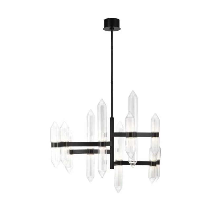 Langston Large Chandelier Chandeliers 12-Light LED 2700K Plated Dark Bronze by Avroko