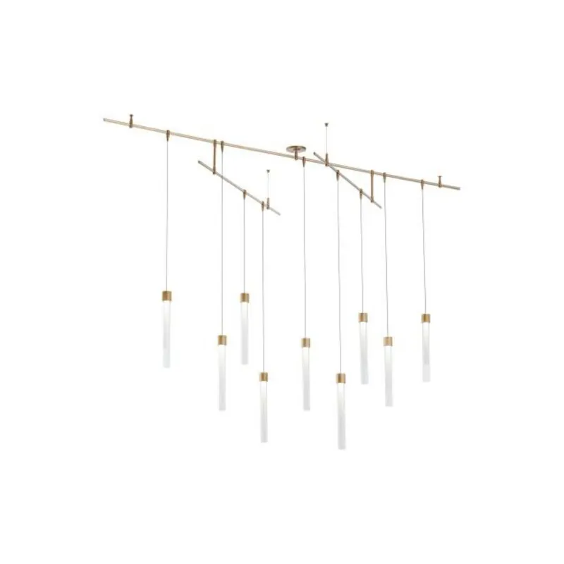 Mini Linger Chandelier Chandeliers 9-Light LED 3000K Natural Brass by Sean Lavin
