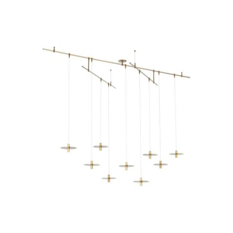 Mini Ponte Chandelier Chandeliers 9-Light LED 3000K Natural Brass by Sean Lavin
