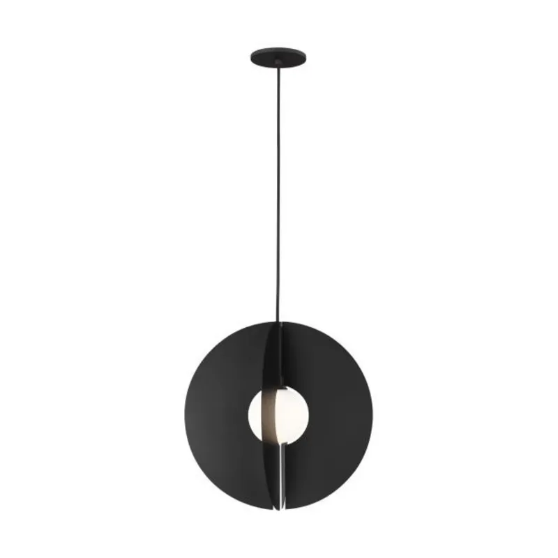 Orbel Round Pendant Line-Voltage Pendants/Suspension 1-Light Matte Black by Sean Lavin