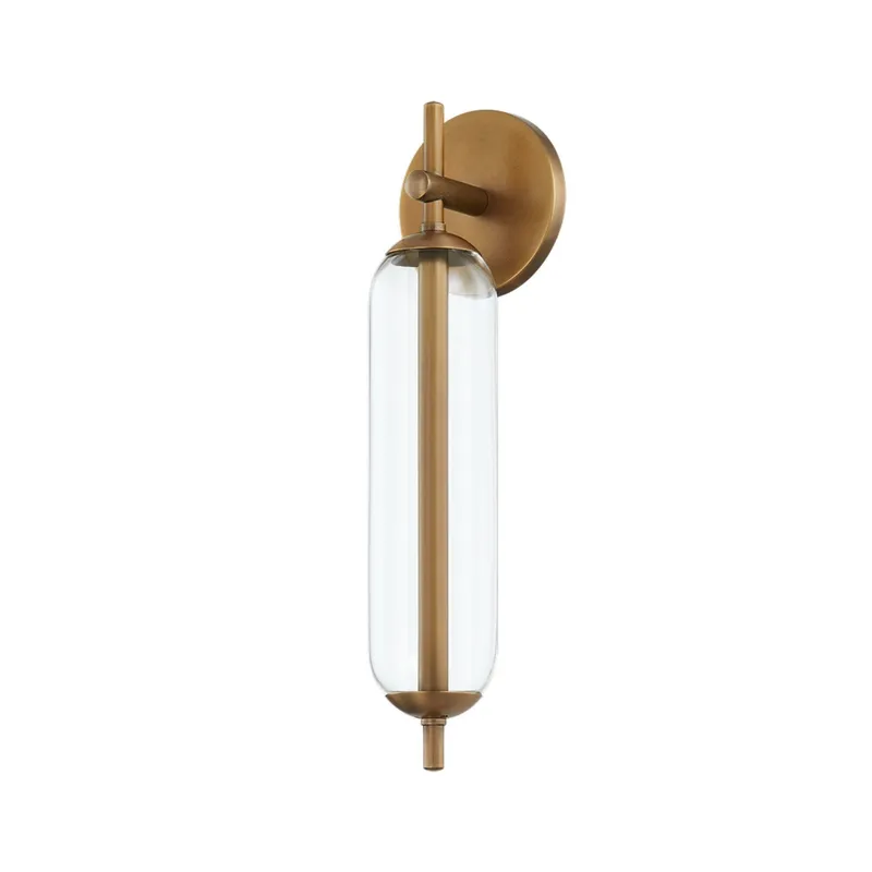 Blaze 1-Light Exterior Wall Sconce in Patina Brass 4.5W x 16.5H