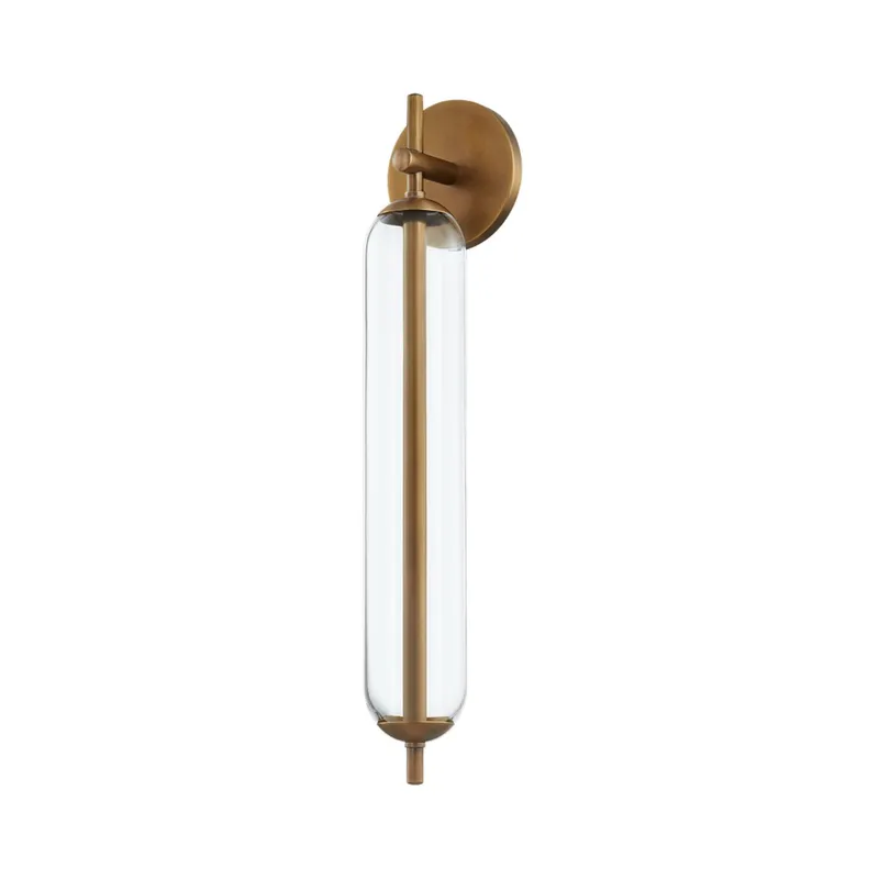 Blaze 1-Light Exterior Wall Sconce in Patina Brass 4.5W x 21.25H
