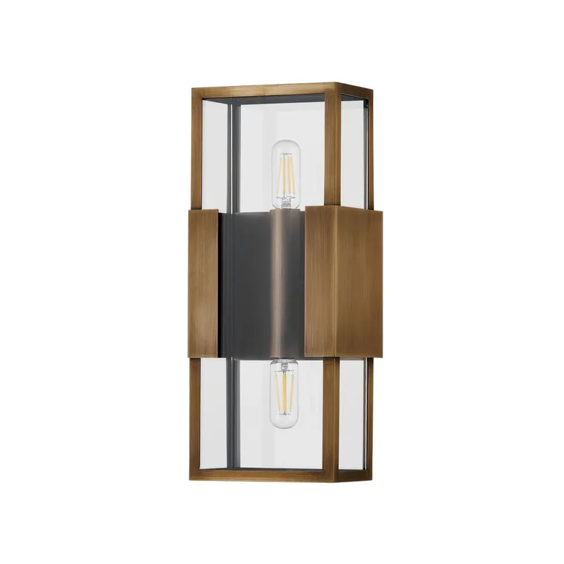 Santa Clara 2-Light Exterior Wall Sconce in Patina Brass 5.5W x 13.25H