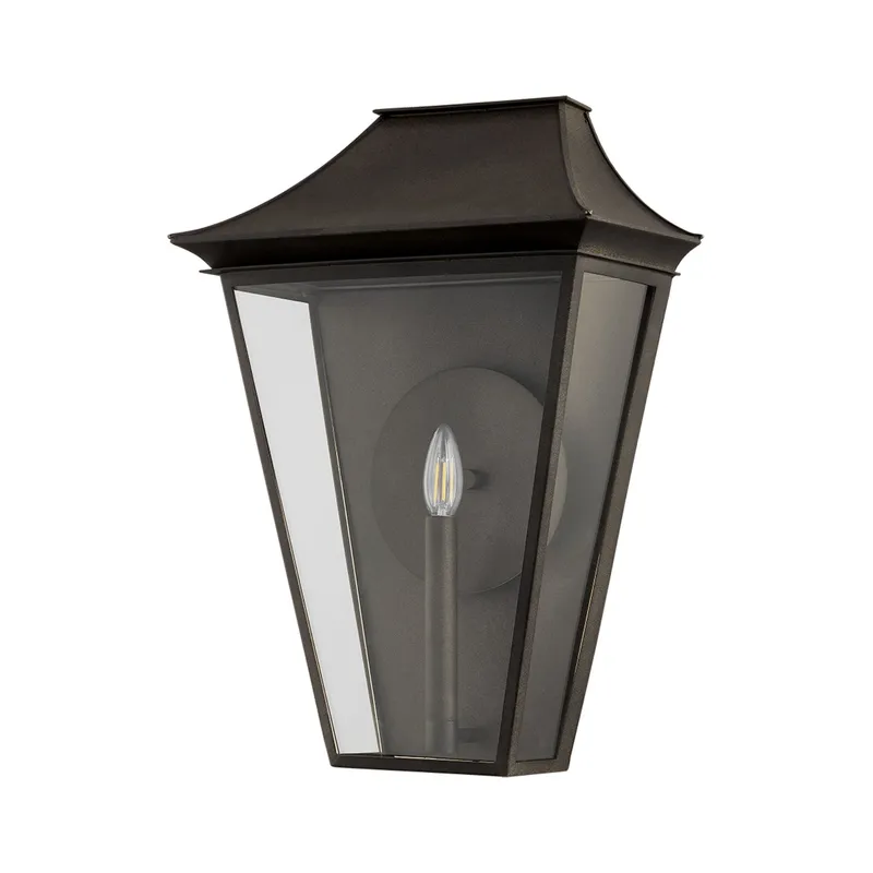 Tehama 1-Light Exterior Wall Sconce in French Iron 15W x 20.5H