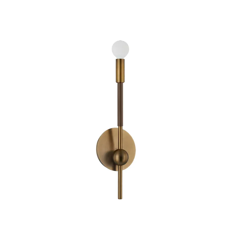 Obie 1-Light Wall Sconce in Patina Brass 5W x 18.25H