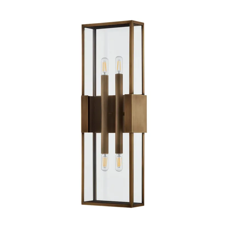 Santa Clara 4-Light Exterior Wall Sconce in Patina Brass 8.25W x 24H