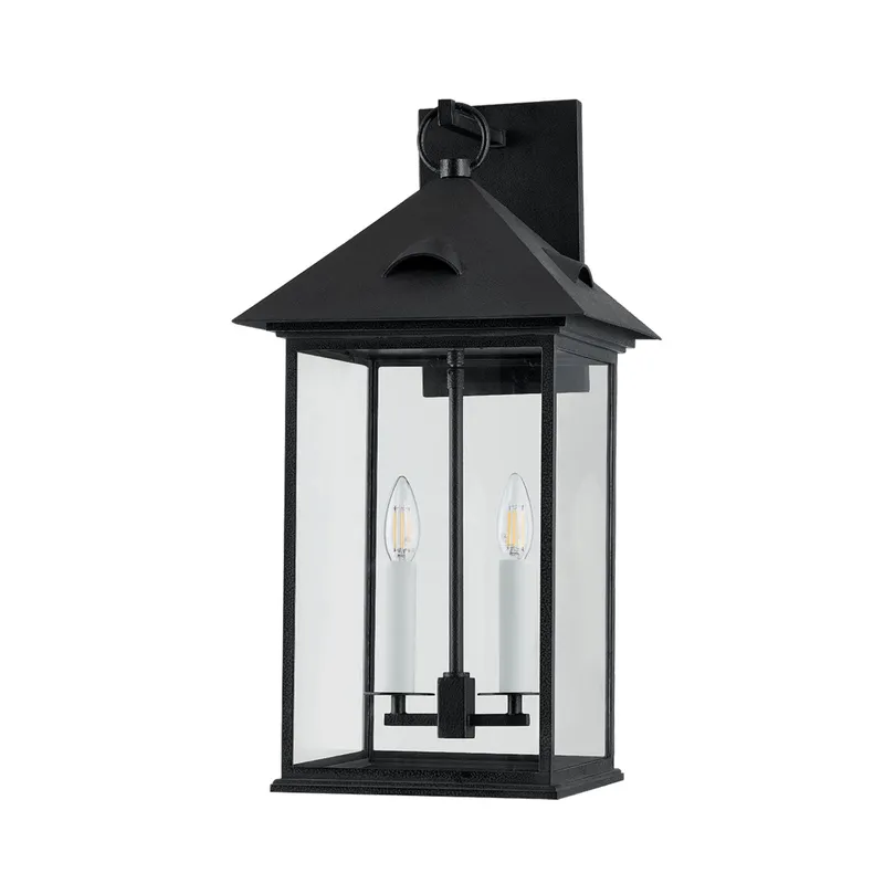 Corning 2-Light Exterior Wall Sconce in Forged Iron 13W x 28H
