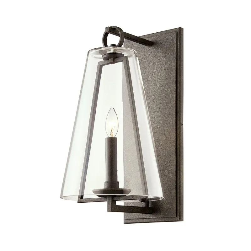 Adamson 1-Light Exterior Wall Sconce in French Iron 10W x 19H