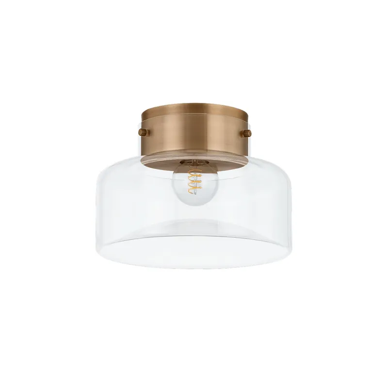 Bellow 1-Light Flush Mount in Patina Brass 13W x 9.25H