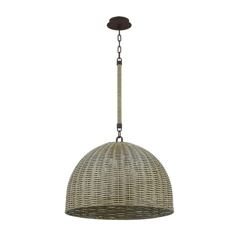 Huxley 3-Light Exterior Pendant in Textured Bronze 24W x 17.25H