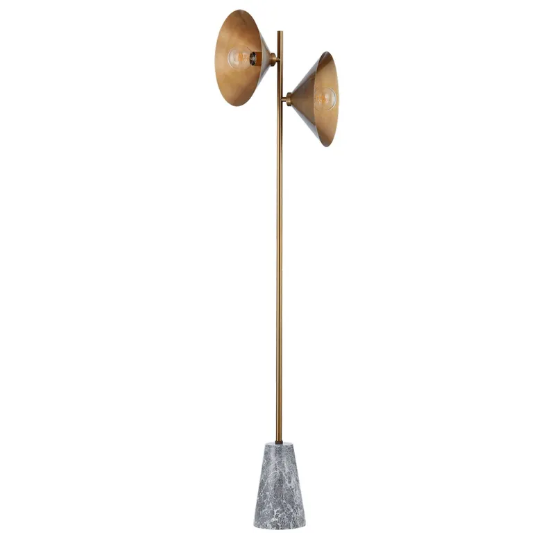 Bash 2-Light Floor Lamp in Patina Brass 16.75W x 64H
