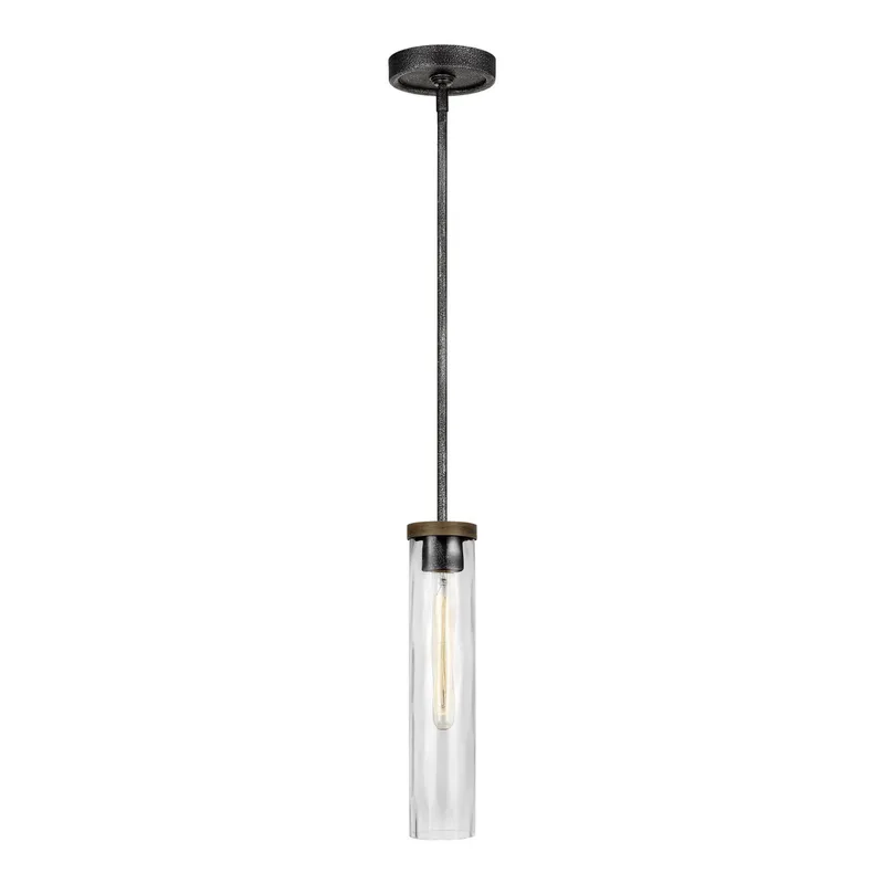 Sean Lavin Angelo Slim Pendant in Distressed Weathered Oak / Slate Grey Metal