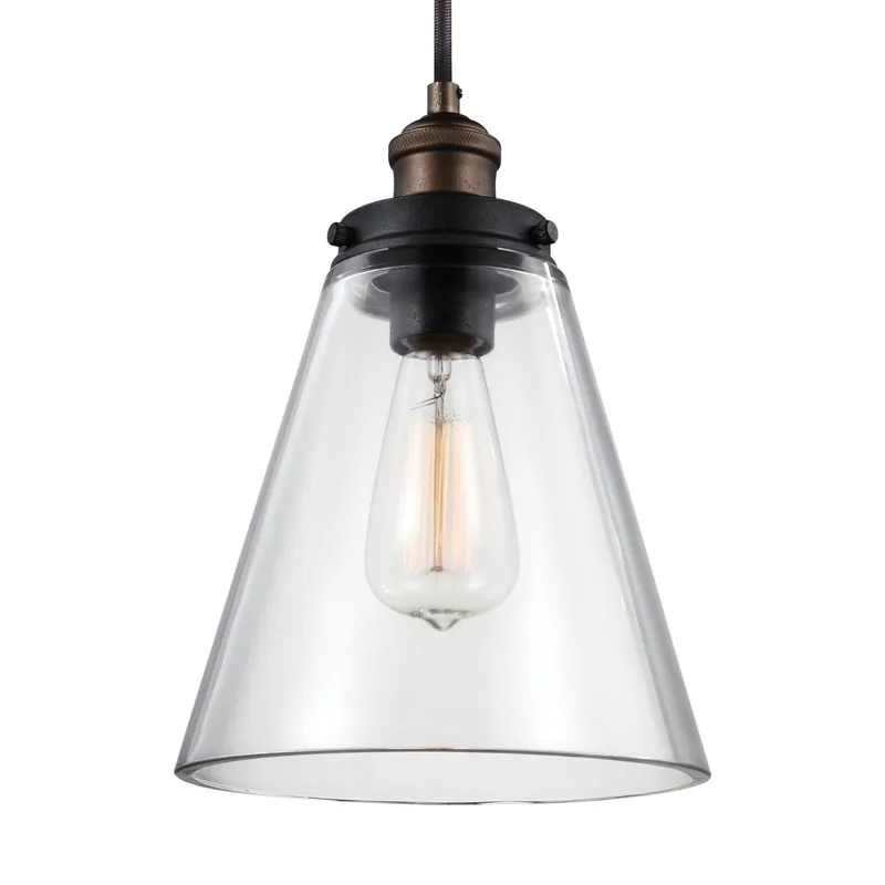 Sean Lavin Baskin Cone Pendant in Painted Aged Brass / Dark Weathered Zinc