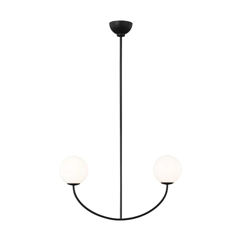 AERIN Galassia Two Light Linear Chandelier in Midnight Black