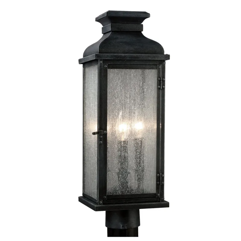 Sean Lavin Pediment Post Lantern in Dark Weathered Zinc