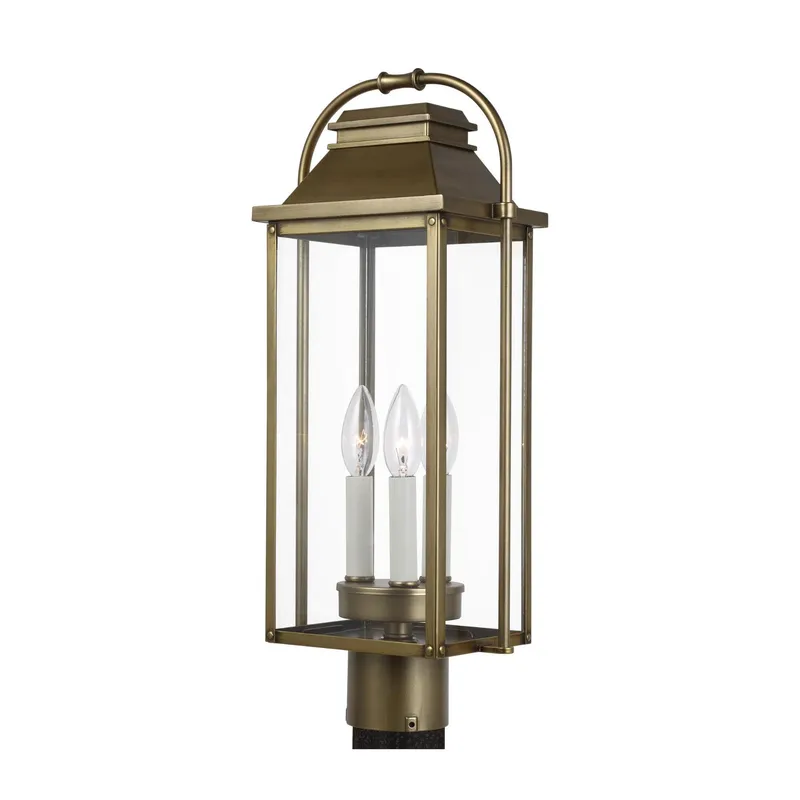 Sean Lavin Wellsworth Post Lantern in Painted Distressed Brass