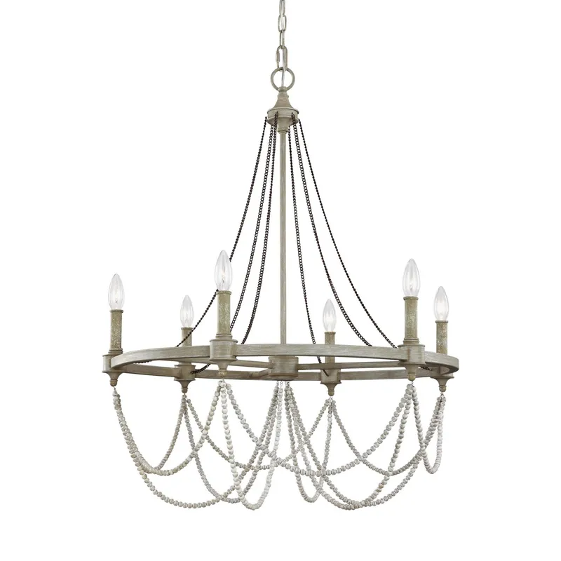 Sean Lavin Beverly Medium Chandelier in French Washed Oak / Distressed White Wood