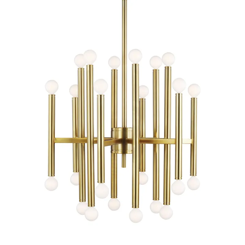 Thomas O'Brien Beckham Modern Medium Chandelier in Burnished Brass