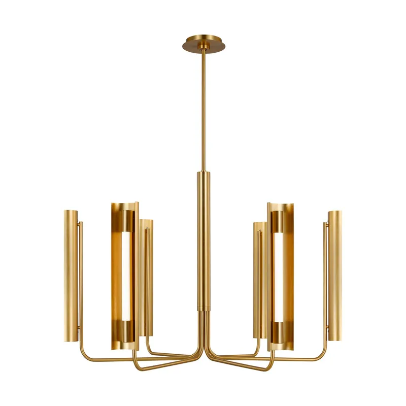 Kelly Wearstler Carson Six Light Chandelier in Burnished Brass
