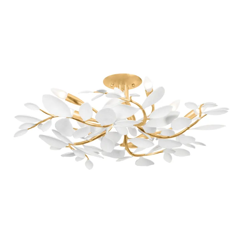 Marabec 10-Light Semi Flush in Vintage Gold Leaf 32W x 10.75H