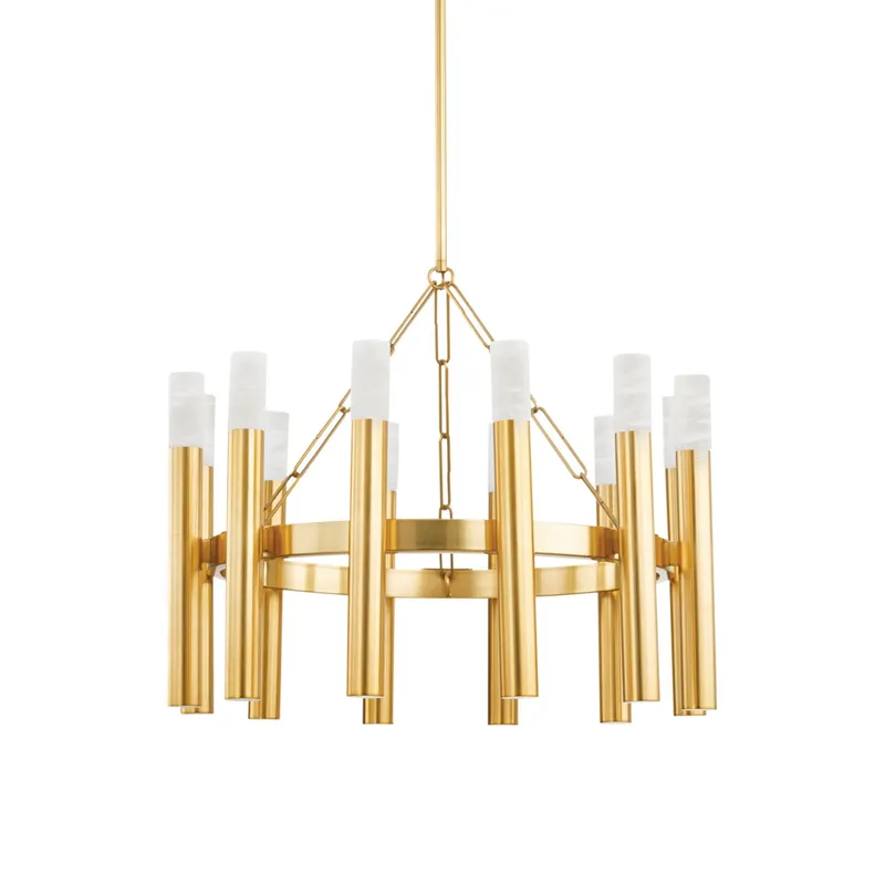 Pali 12-Light Chandelier in Aged Brass 28.25W x 23H