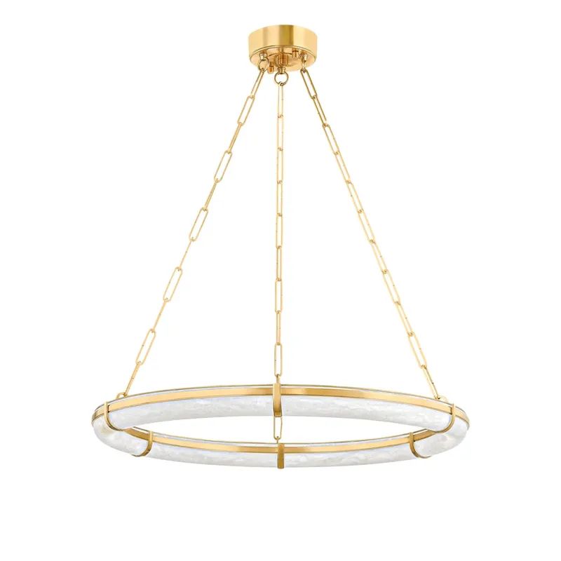 Sennett 1-Light Chandelier in Aged Brass 30.5W x 2.75H