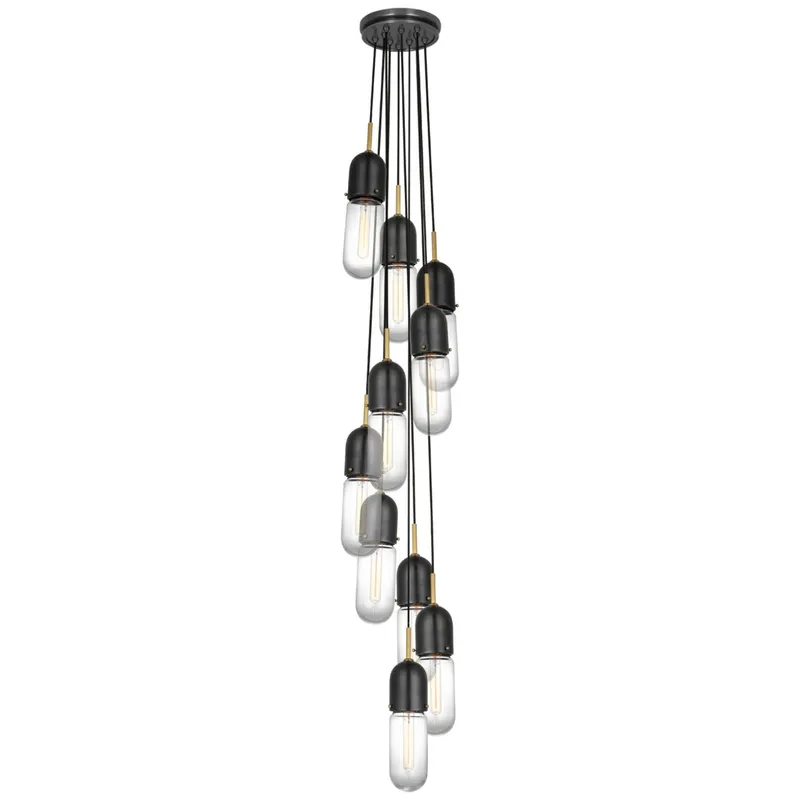 Thomas O'Brien Junio 10-Light Pendant in Bronze and Brass with Clear Glass Ceiling Light W9.5" (Configurable)