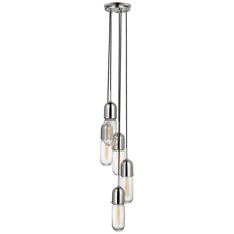 Thomas O'Brien Junio 5-Light Pendant in Polished Nickel with Clear Glass Ceiling Light W9.25" (Configurable)