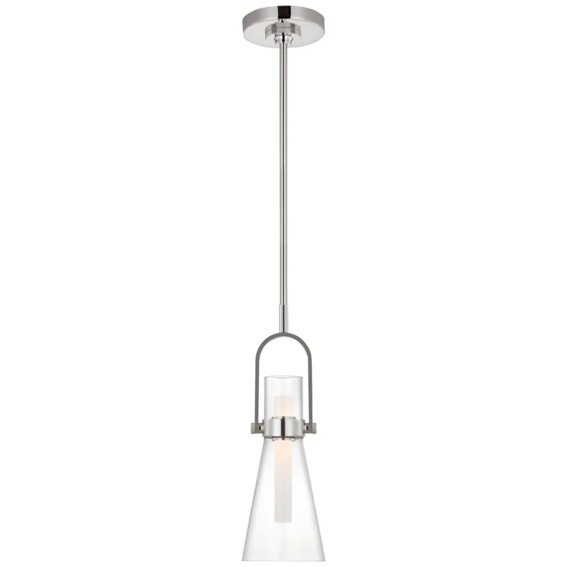 Ian K. Fowler Larkin 5.5" Conical Pendant in Polished Nickel with Clear Glass Ceiling Light W5.5"