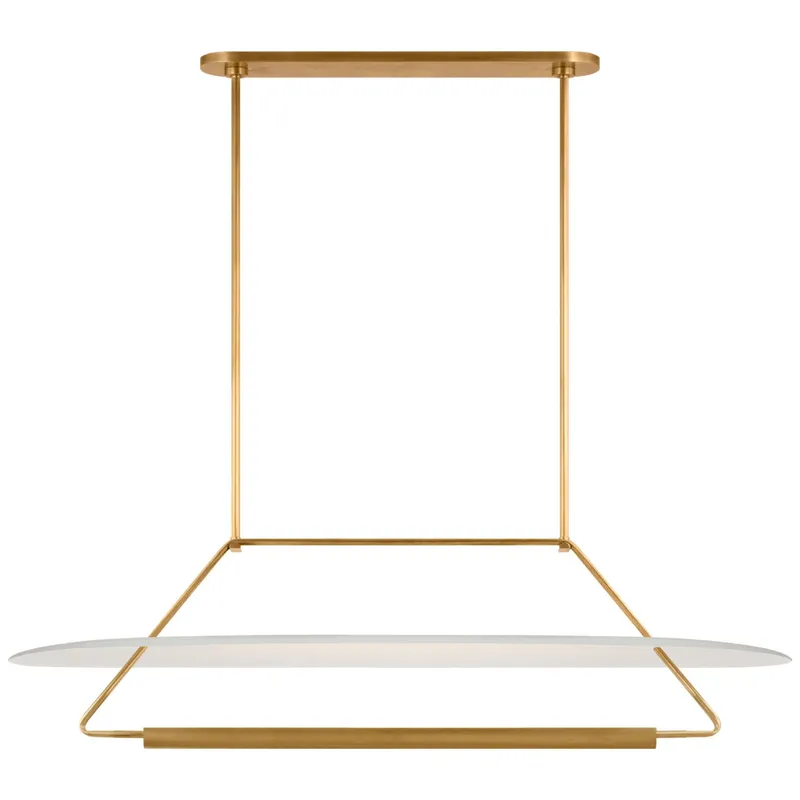 Kelly Wearstler Teline 54" Oval Linear in Antique-Burnished Brass and Matte White Ceiling Light W54"