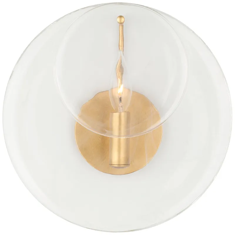 AERIN Loire Small Sconce in Gild with Clear Strie Glass Wall Light W12" x H12"