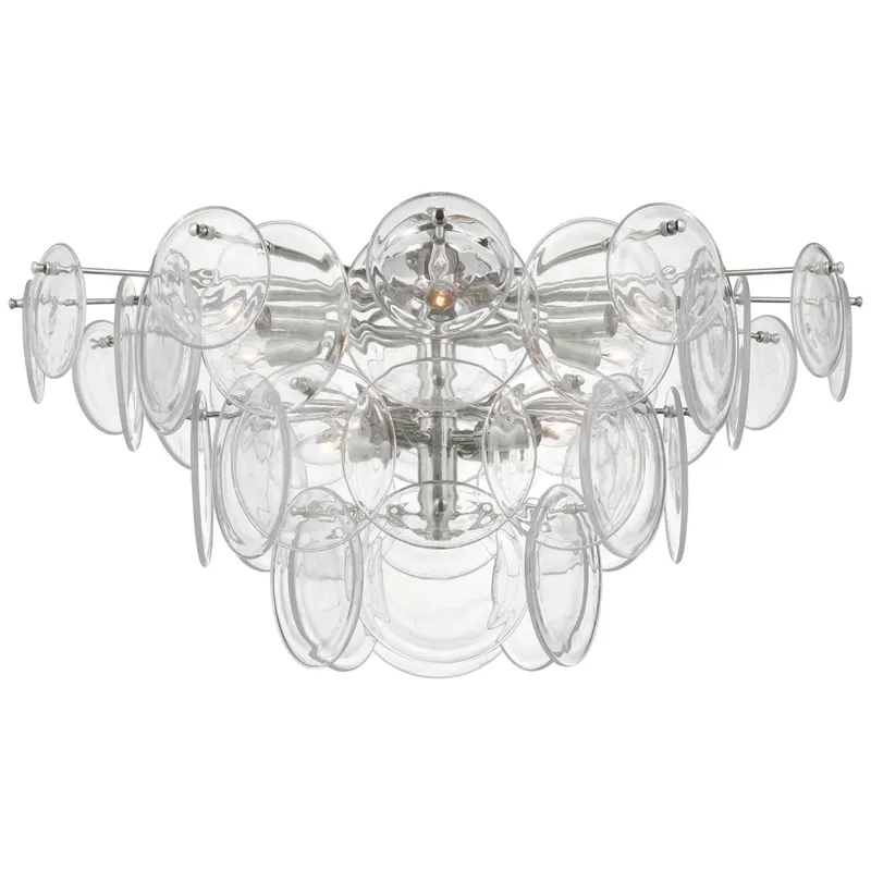AERIN Loire Grande Flush Mount in Polished Nickel with Clear Strie Glass Ceiling Light W34" x H16.5"