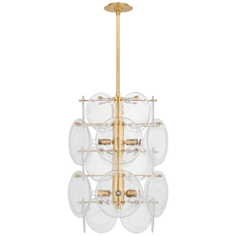 AERIN Loire Medium Barrel Chandelier in Gild with Clear Strie Glass Ceiling Light W20"