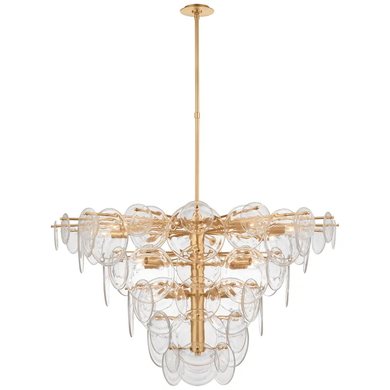 AERIN Loire Extra Large Chandelier in Gild with Clear Strie Glass Ceiling Light W48"