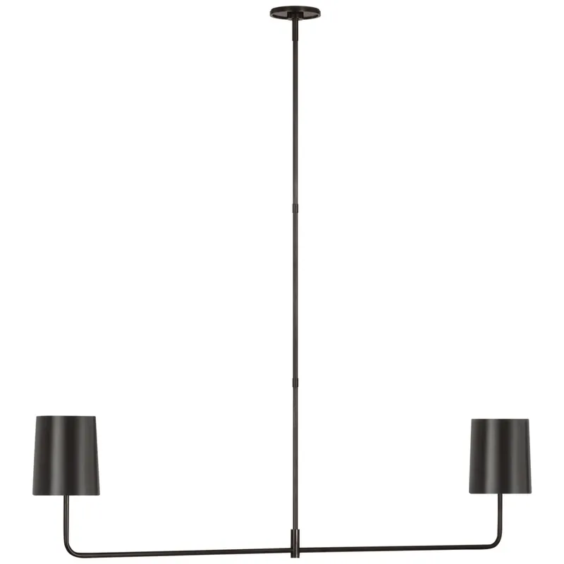 Barbara Barry Go Lightly 54" Two Light Linear Chandelier in Bronze with Bronze Shades Ceiling Light W54"