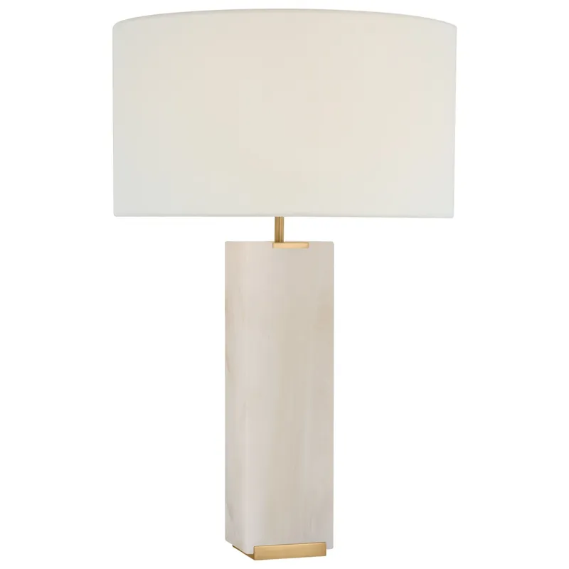 Ian K. Fowler Matero Tall Table Lamp in Alabaster with Linen Shade W18" x H28"