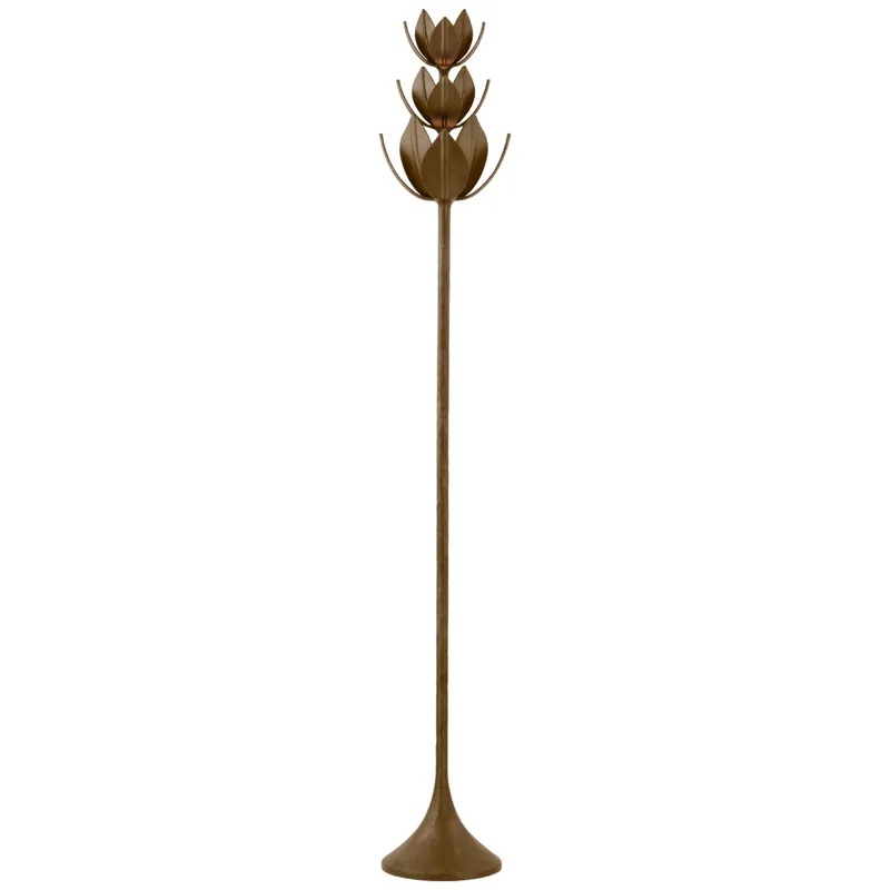 Julie Neill Alberto 70" Floor Torchiere in Antique Bronze Leaf Floor Lamp W10.5" x H70"