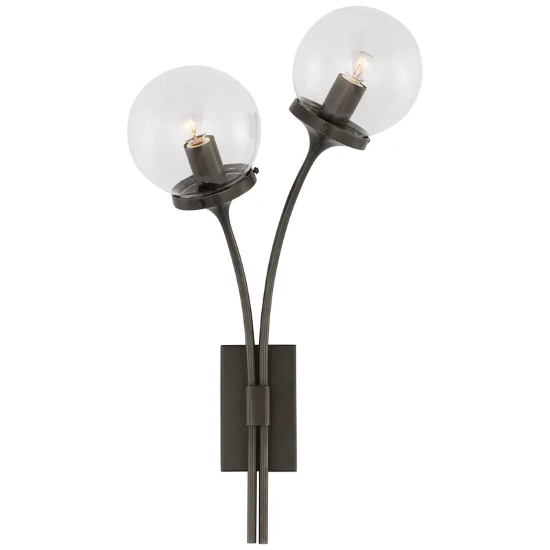 kate spade new york Prescott Left Sconce  in Bronze with Clear Glass Wall Light W12" x H20.5"