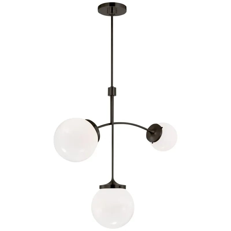 kate spade new york Prescott Small Chandelier in Bronze with White Glass Ceiling Light W27"