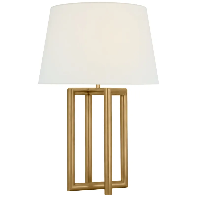 Paloma Contreras Concorde Large Table Lamp in Hand-Rubbed Antique Brass with Linen Shade W20" x H30.75"