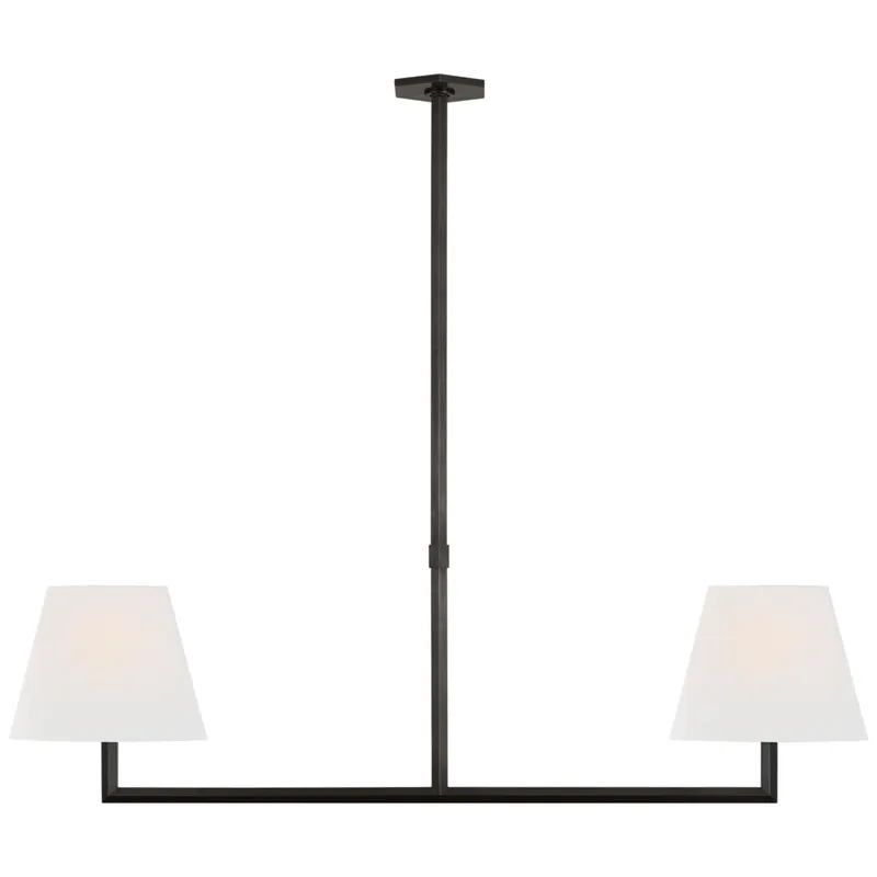 Paloma Contreras Olivier 65" Linear Chandelier in Bronze with Linen Shade Ceiling Light W65"