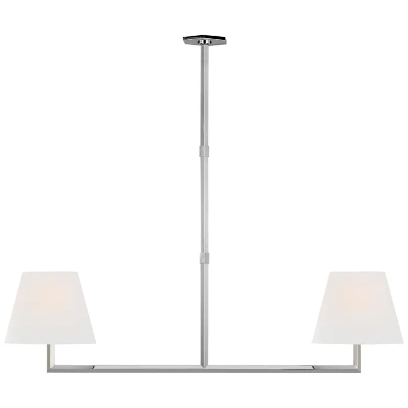 Paloma Contreras Olivier 65" Linear Chandelier in Polished Nickel with Linen Shade Ceiling Light W65"