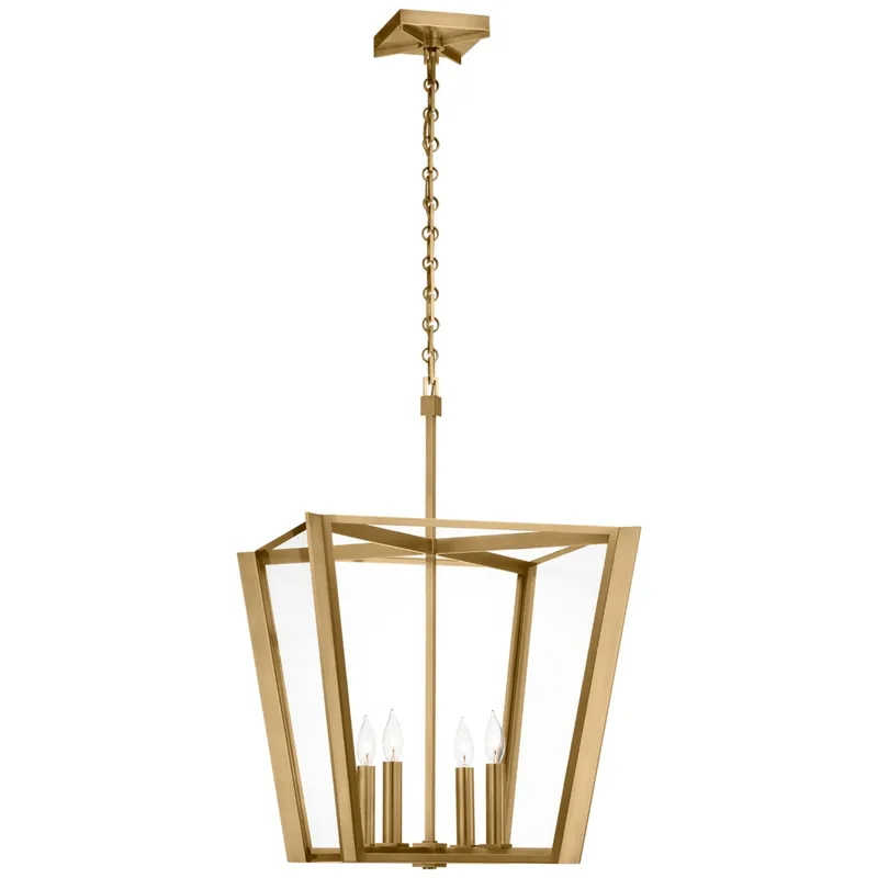 Paloma Contreras Palais 20" Lantern in Hand-Rubbed Antique Brass with Clear Glass Ceiling Light W20.75" x H30.75"