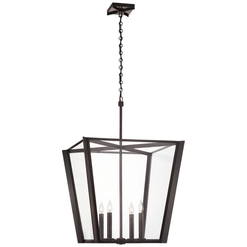 Paloma Contreras Palais 25" Lantern in Bronze with Clear Glass Ceiling Light W25" x H37"