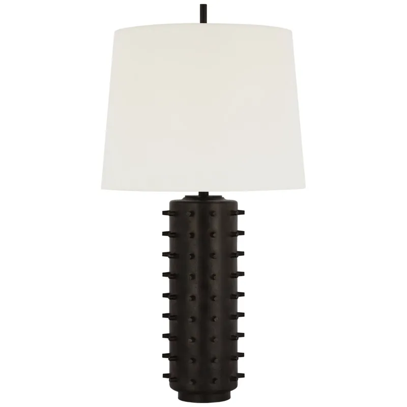 Thomas O'Brien Biarritz Medium Table Lamp in Garden Bronze with Linen Shade W15" x H29"