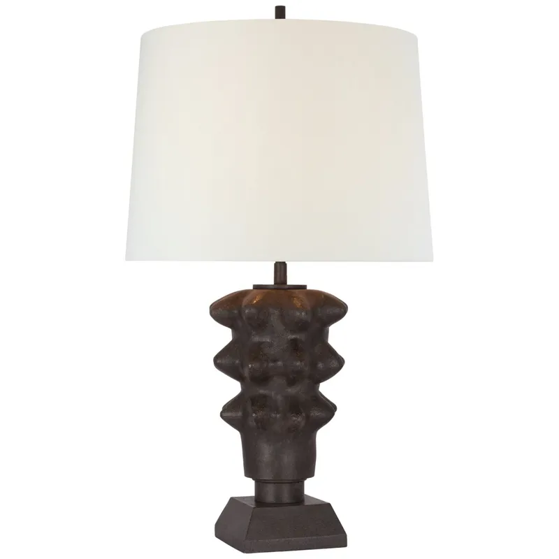 Thomas O'Brien Luxor Medium Table Lamp in Garden Bronze with Linen Shade W14.5" x H25.25"