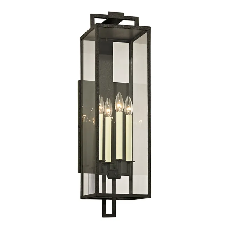 Beckham 4-Light Exterior Wall Sconce in Forged Iron 8W x 28.5H