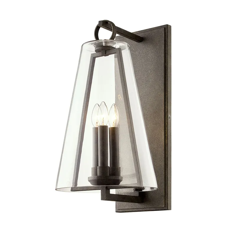 Adamson 3-Light Exterior Wall Sconce in French Iron 12W x 23.25H