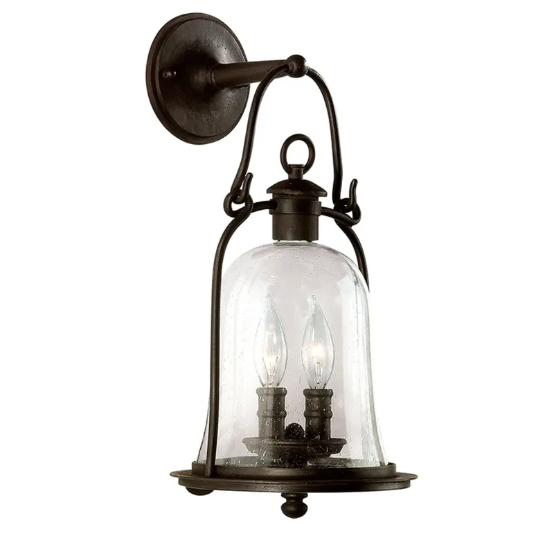 Owings Mill 2-Light Exterior Wall Sconce in Texture Black 8.75W x 18.5H
