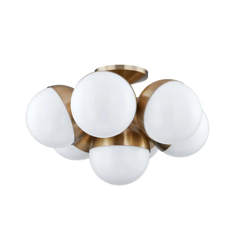 Cupertino 7-Light Semi Flush in Patina Brass 23.5W x 14H